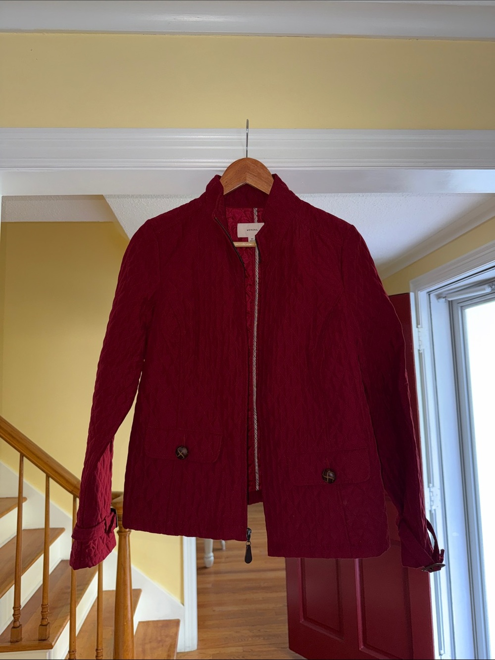 Merona Deep Red Quilted Utility Jacket